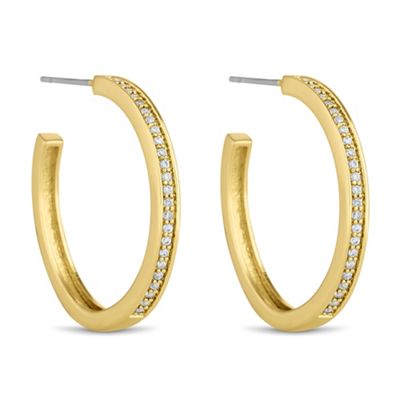 Gold pave hoop earring